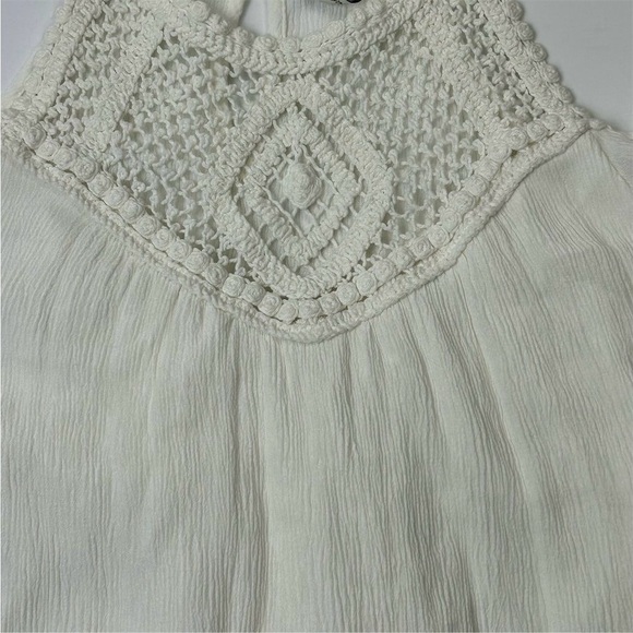 Speechless Women's White Short Cold Shoulder Dress Crochet Detail Size S Boho - Picture 7 of 12